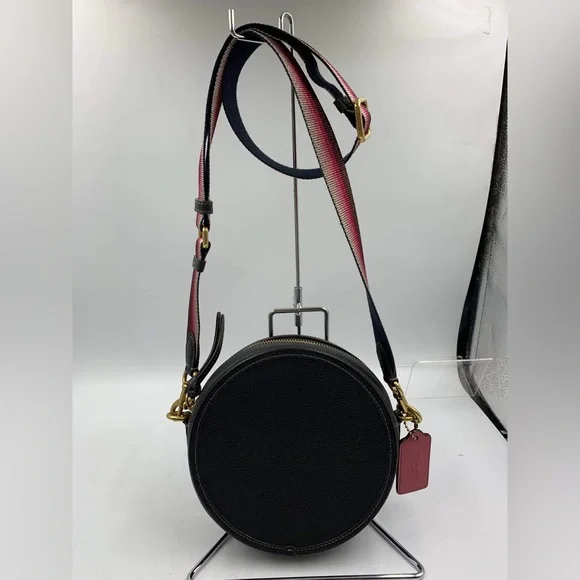 Coach Kia Black Round Crossbody Bag with Pink Strap COACH® | Restored Kia Circle Bag In Colorblock main image 2